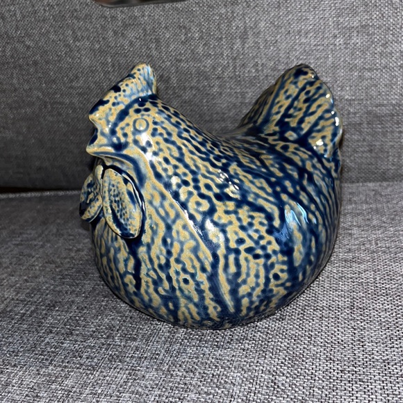 Ceramic rooster Cobalt Blue and beige - Picture 2 of 6